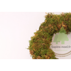 Couronne de Noël en mousse naturelle - Diamètre de 30cm - Vue de la couronne rapprochée