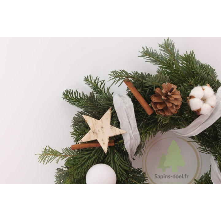 Couronne de l'Avent décorée  - Blanche - Sans bougies