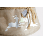 Cache pied de sapin en jute avec rennes : zoom